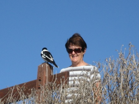 Liz with the freindly bird