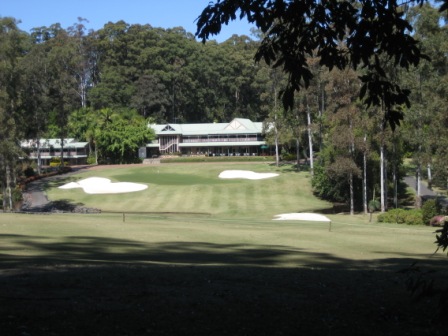 18th green and club house at Bonville